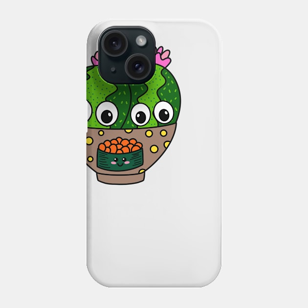 Cute Cactus Design #279: Cute Cacti In Fish Egg Sushi Bowl Phone Case by DreamCactus