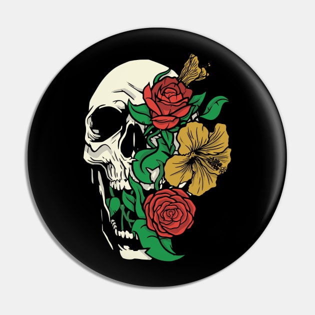 Flower Skull Pin by LR_Collections