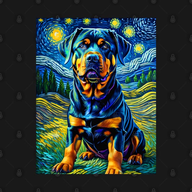 Rottweiler in starry night by FUN GOGH