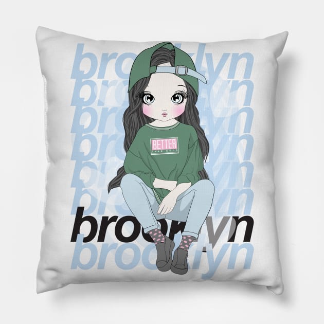 chica linda dibujada mano Pillow by Tshirt lover 1