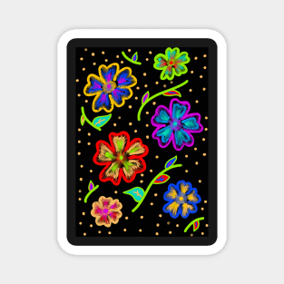 Neon Flower Pattern Magnet