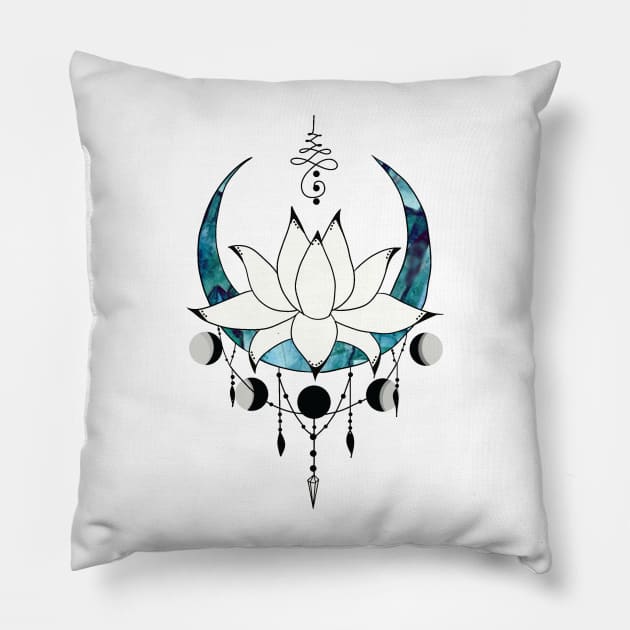 Lotus Flower Moon Pillow by GalartCreations