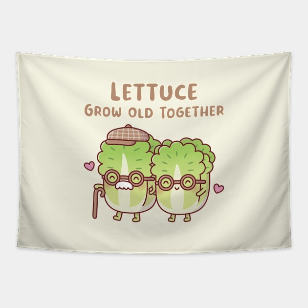 Cute Lettuce Couple Lettuce Grow Old Together Tapestry by rustydoodle