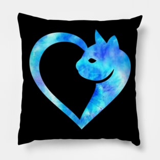 Tie Dye Cat Lover Heart Pillow