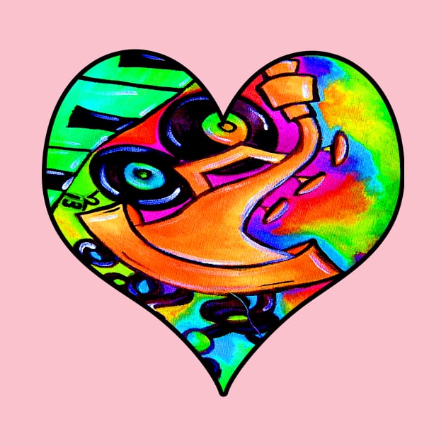 Abstract bold and colorful musical instrument heart by artbyomega