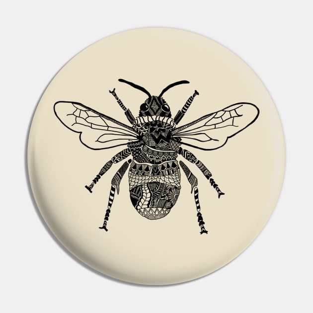 Bee Zentangle Pin by RiaoraCreations