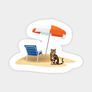 Summer cat beach Magnet