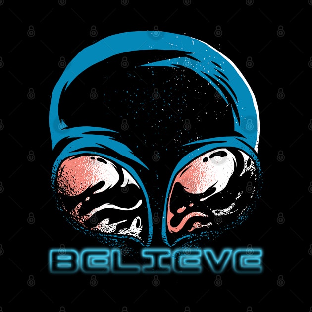 Aliens are real, believe Extraterrestrial life exists graphic, UFO outer space lover cartoon, Men Women by Luxera Wear