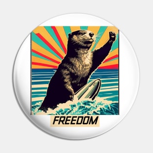 FREEDOM - Santa Cruz surfboard stealing otter Pin