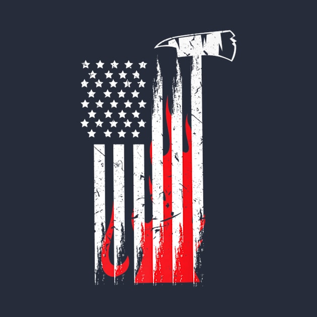 Firefighter Usa Flames And Axe Patriot Vintage Design Tee by Macy XenomorphQueen