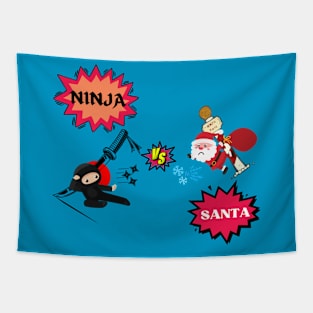 Ninja VS. Santa Tapestry