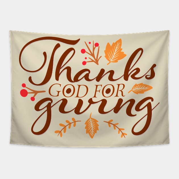 Thanks God For Giving Happy Thanksgiving Day Family Present Tapestry by peter2art