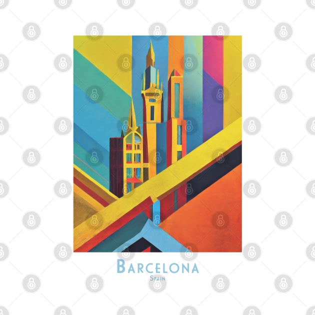 Barcelona Spain Modern Art Abstract Skyline by POD24