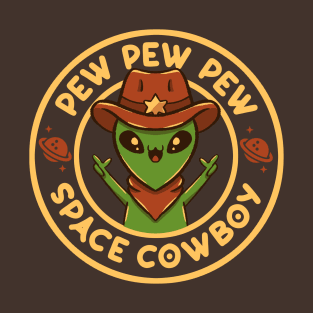 Space Cowboy Funny Alien Brown by Tobe Fonseca T-Shirt