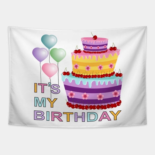 It's My Birthday Tapestry by Designoholic