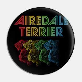 Cool Retro Groovy Airedale Terrier Dog Pin