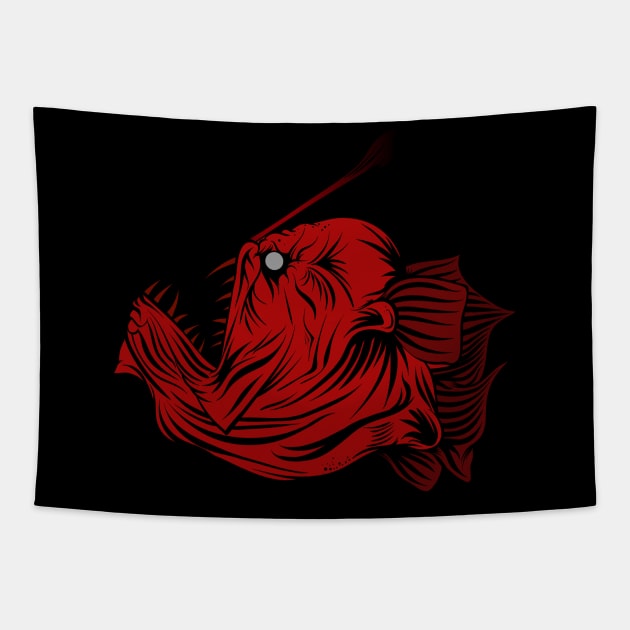 red angler fish Tapestry by wet_chicken_lip