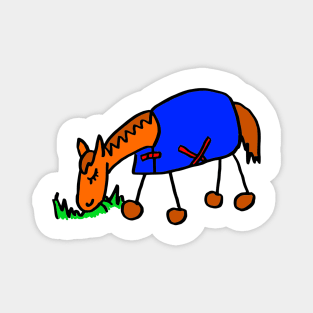 Cartoon Horse in Rug Grazing Magnet