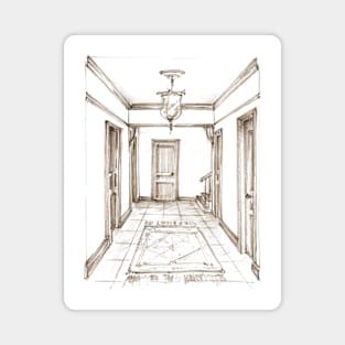 Classic Hallway. Pencil sketch Magnet