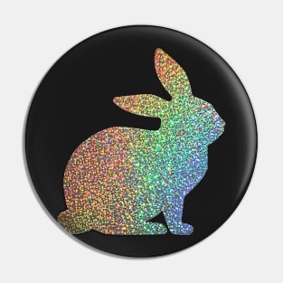 Holographic Rainbow Faux Glitter Easter Bunny Pin