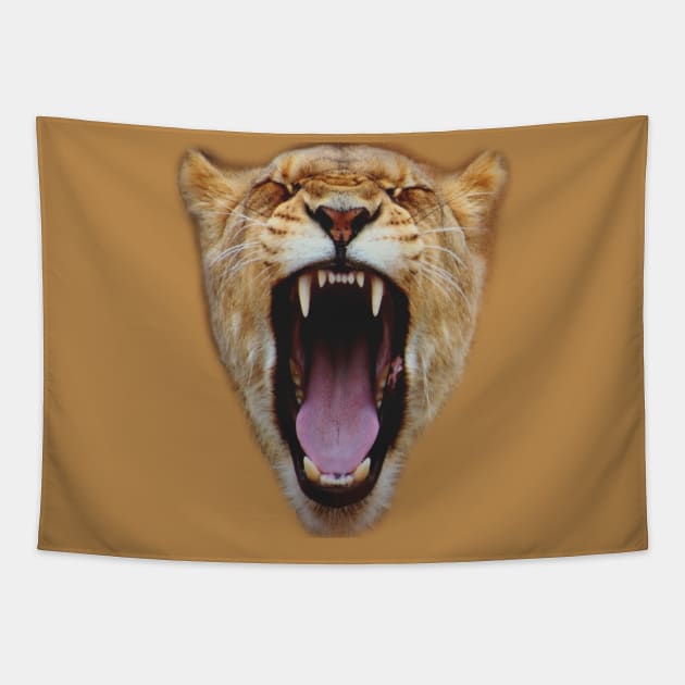 Lion Face Roar Tapestry by byfab