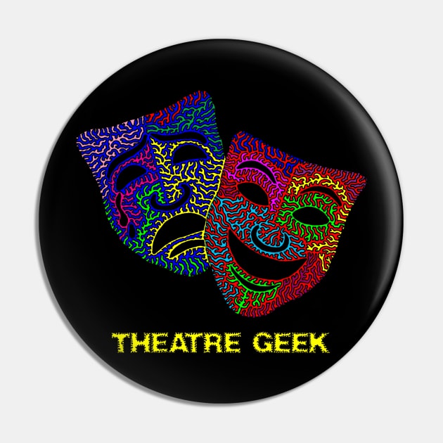 Theatre Geek - Comedy & Tragedy Masks Pin by NightserFineArts