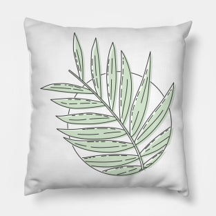 Herbal Botanical Leaf in Circle Pillow