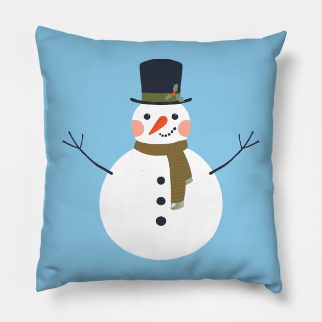 Cute snowman in a Top Hat - holiday design by Cecca Designs Pillow by Cecca