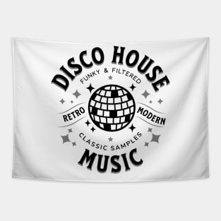 DISCO HOUSE  - Retro Modern Disco Ball (black/grey) Tapestry