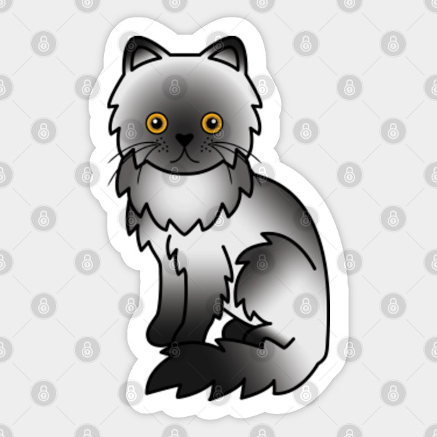 Black Smoke Persian Cat Cute Cartoon Illustration Black Smoke