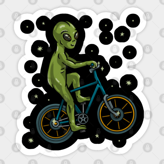Alien Riding Bike Cute Magical Bicycle Rider Magical Sticker Teepublic