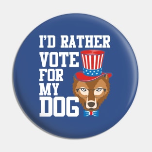 I'd Rather Vote For My Dog Pet Lover Pin