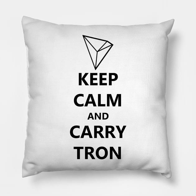 Keep Calm and Carry Tron (Black Text) Pillow by DLLN