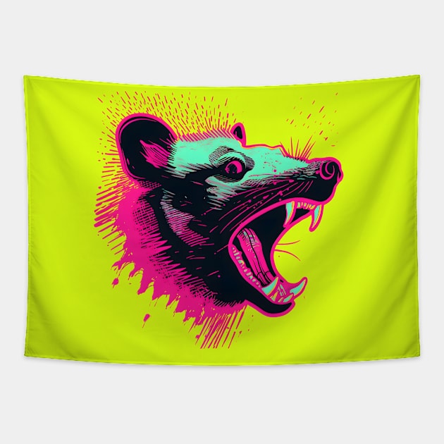 Screaming Opossum - wild Tapestry by Screamfinity