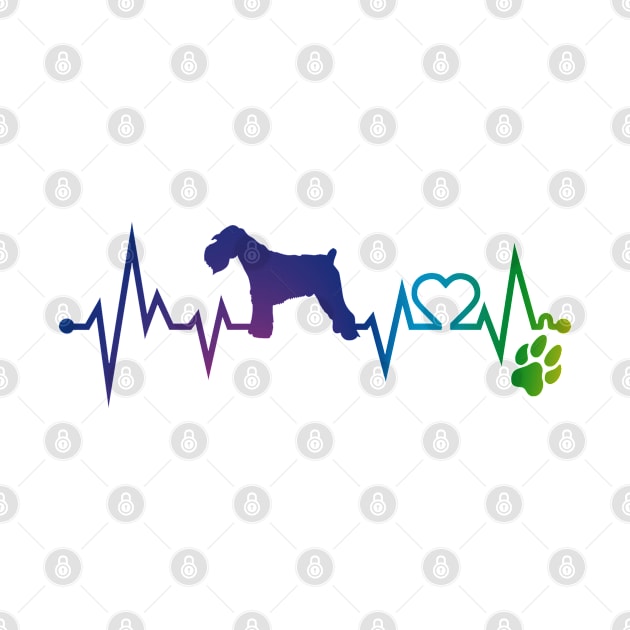 Standard Schnauzer  Colorful Heartbeat, Heart & Dog Paw by kimoufaster