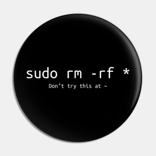 Don't try this at home Linux super user command sudo rm -rf * Pin