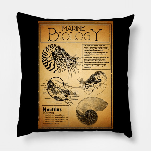 Marine Biology - Nautilus Pillow by Birding_by_Design