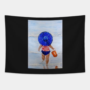 Beach Belle #2 - Little Girl on Beach Tapestry