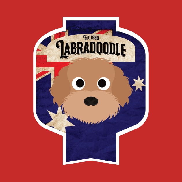 Labradoodle - Distressed Australian Labradoodle Beer Label Design by DoggyStyles