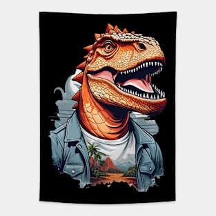 Dinosaur Roar Tropical Adventure AI Art Tapestry