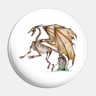 Spooky Orange Undead Skeleton Dragon Pin