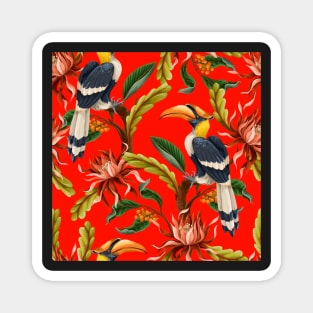 exotic bird red pattern Magnet