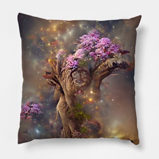 Pink Tree in the Galaxy Pillow