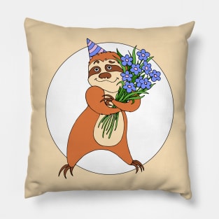 Beautiful holiday present, sloth print design, print with funny animal. Funny character. Happy holiday banner. Sloth. Pillow