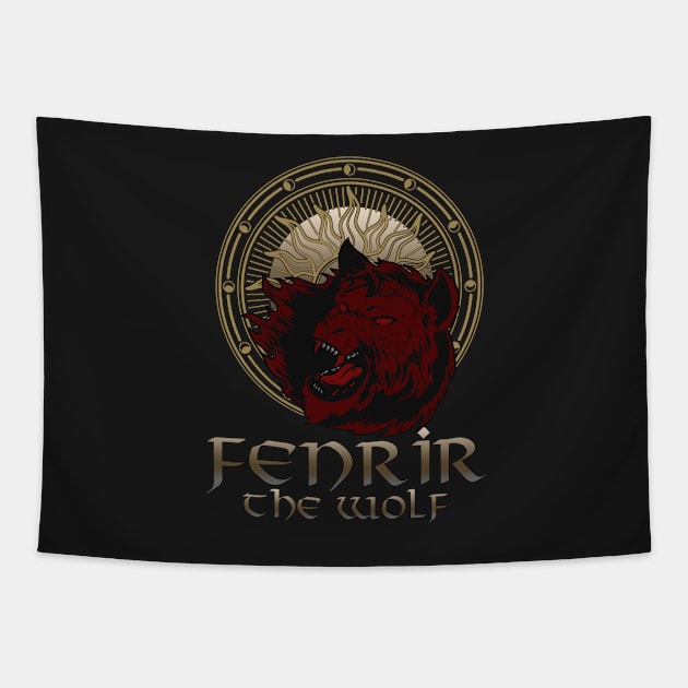 Fenrir the Wolf-A Viking Saga- Norse Mythology Tapestry by KrasiStaleva