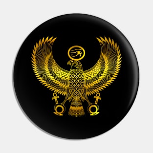 Golden Ancient Egyptian God Horus as Royal Falcon Pin