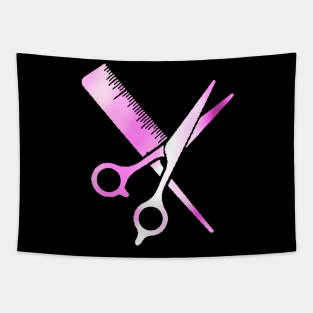 Pink Hairdressing Scissors And Comb Tapestry