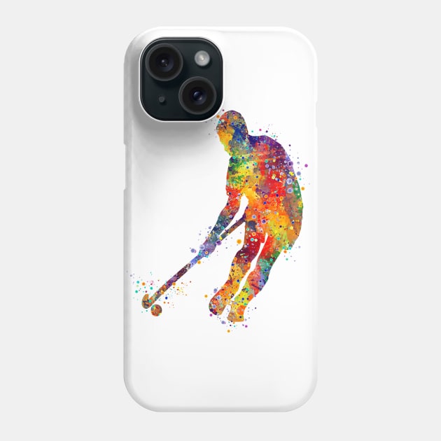 Boy Field Hockey Player Silhouette Phone Case by LotusGifts