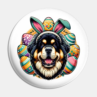 Tibetan Mastiff Celebrates Easter with Bunny Ears Pin