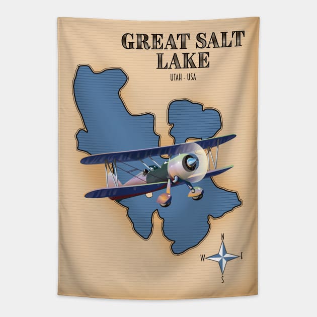 Great Salt Lake Utah vintage style map Tapestry by nickemporium1
